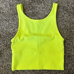 NWOT lululemon Neon Yellow Ribbed Cropped Tank